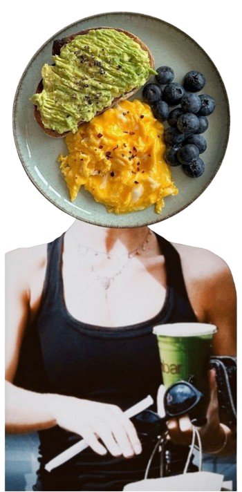Person with breakfast bowl head